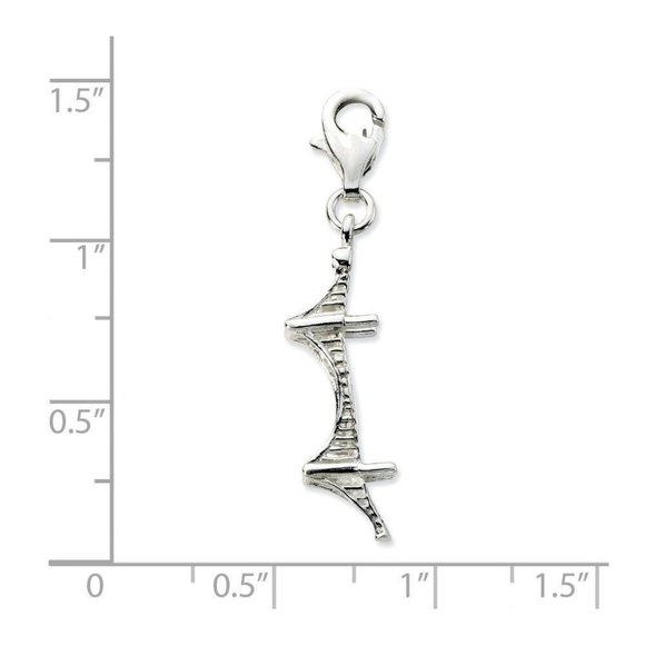 Sterling Silver Polished Mackinac Bridge W/Lobster Clasp Charm New Pendant - Picture 2 of 2